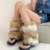 Territory Punk Imitation Fur Leg Warmers Winter Retro Modern Hot Girl Leg Cover Y2k Faux Fur Boots Socks Plush Socks Y2k Furry Socks