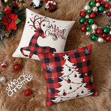 4pcs Linen Blend Deer Snow Throw Pillow Case, Square Cushion Case, Decorative Pillow Cover for Living Room Bedroom Couch Sofa, Single-Sided Printed Home Decor Room Decor Party Decor (No Pillow Insert)