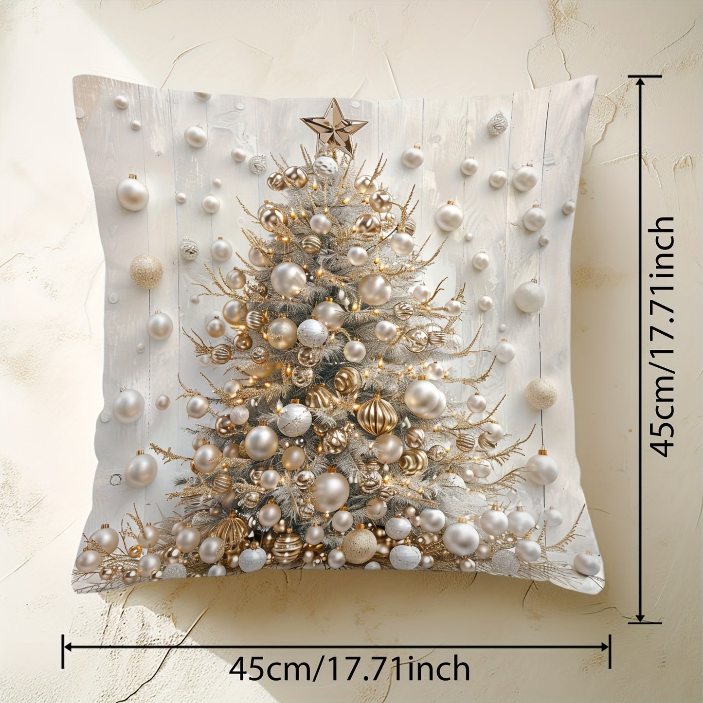 1pc Contemporary Christmas Tree Digital Print Throw Pillow Cover, Hand Wash Only, Zipper Closure, Woven Polyester, Versatile Room Decor - 17.7"x17.7"