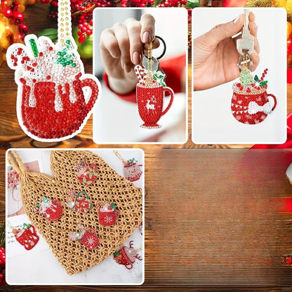 15pcs Christmas Diamond Art Keychain Set - Double-Sided, 5D DIY Craft Kit with Festive Designs, Acrylic Charms for Holiday Decor & Gifts