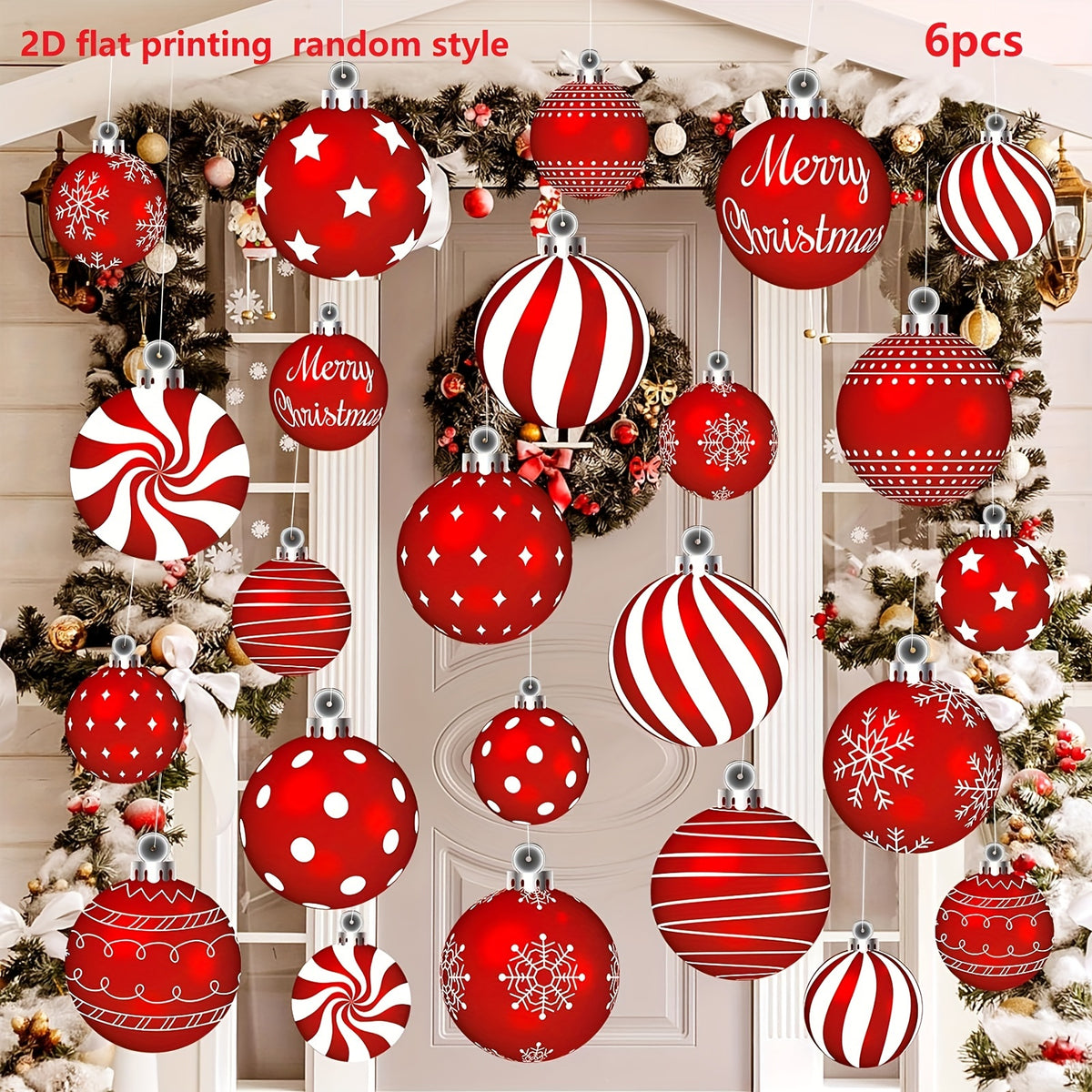 6pcs Vibrant Peppermint Christmas Ornaments - Easy-Hang Outdoor Yard & Lawn Decorations, Festive Candy Designs, Christmas Decor