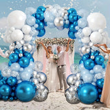 99-Piece Blue and White Latex Balloon Set for Birthday, Wedding, Christmas, Graduation, Anniversary, Holiday Events, Theme Celebrations, Baptisms, Home Parties - Suitable for Ages 3-12