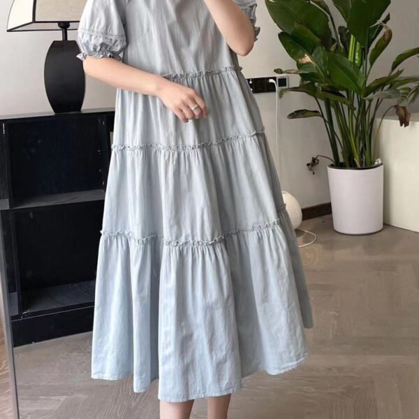 Blue Wrinkled Patchwork Vacation Maxi Dresses Summer BV028