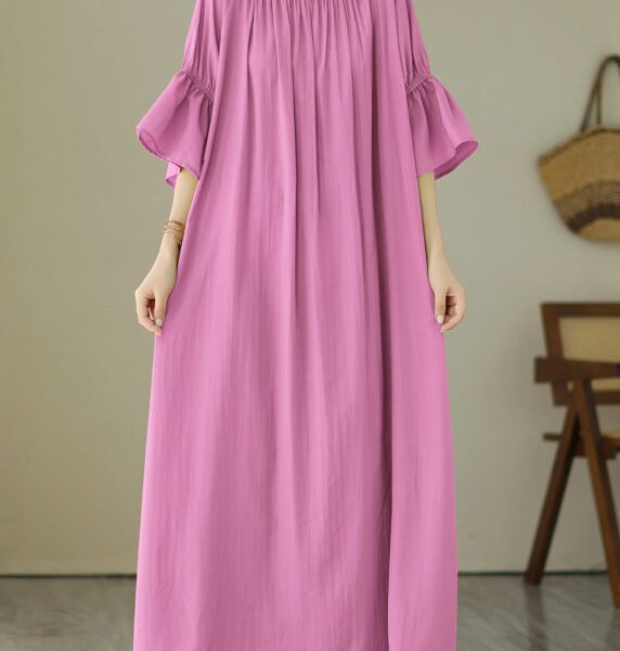 Cute Pink Tie Waist Vacation Maxi Dresses Summer GH1067