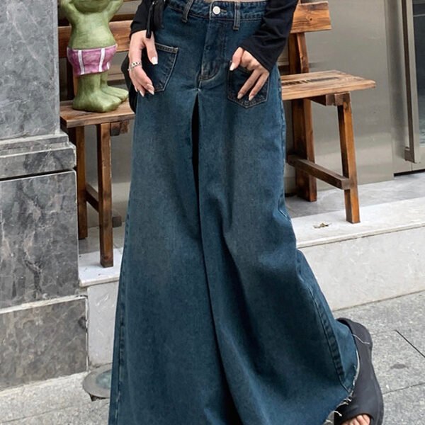 New Blue Pockets High Waist Denim Pants Fall PP026