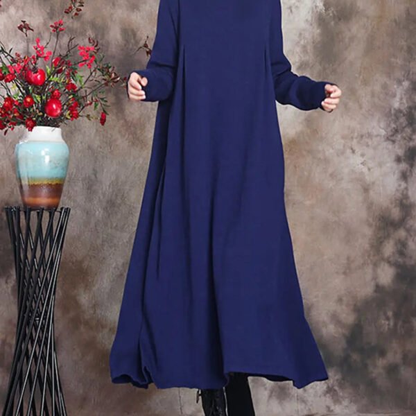 Women Solid Turtleneck Maxi Dress
